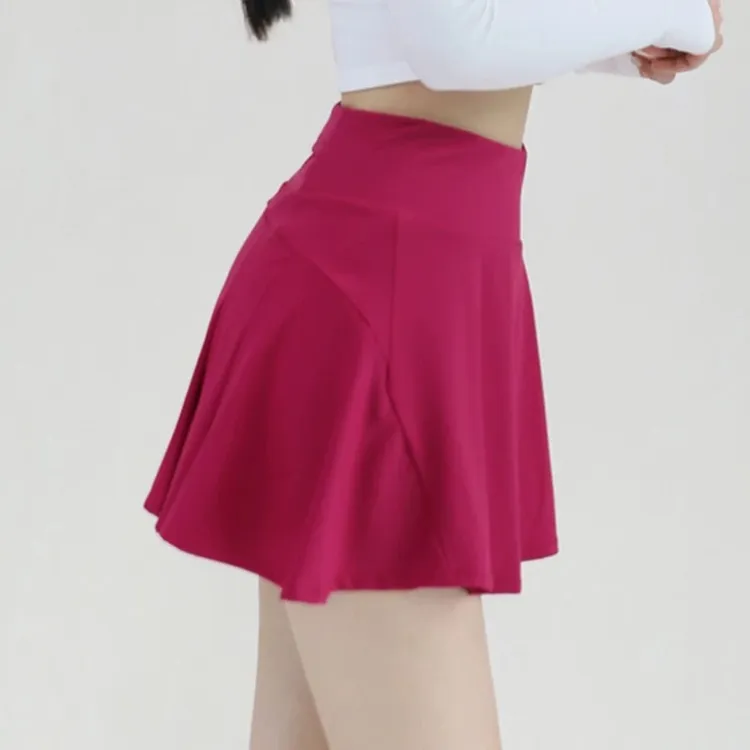 秋冬运动短裙女假两件健身网球裙跑步羽毛球训练普拉提瑜伽百褶裙