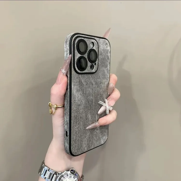 高级感牛仔纹全包适用iPhone14promax手机壳15带高清镜头膜13防摔