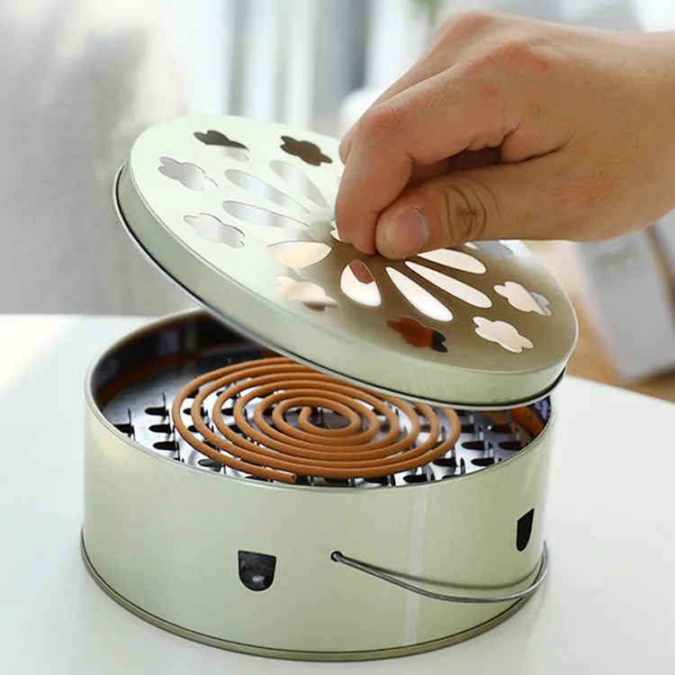 创意蚊香盒托盘架子家用檀香盒安全带盖可手提接灰盒蚊香支架