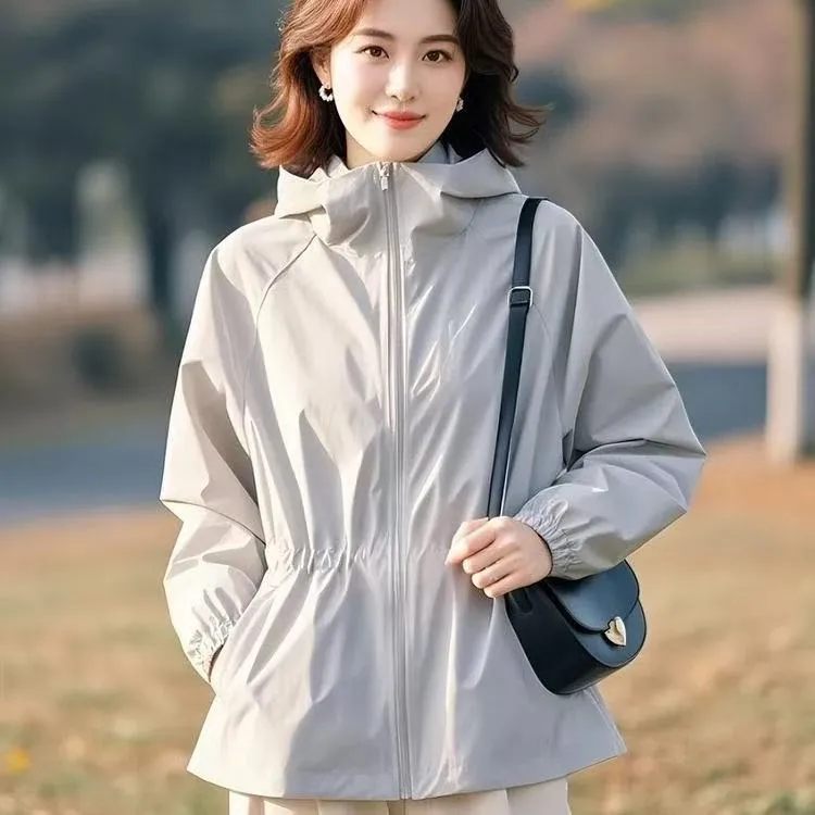 扎染防风休闲韩版女百搭时尚百搭夹克外套女短外套派克服连帽