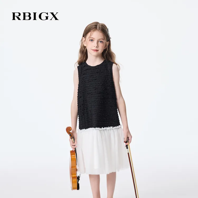 RBIGX瑞比克26夏新款千金风无袖拼接网纱连衣裙裙仙女裙LYZBR2604