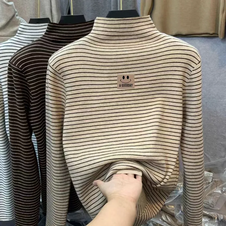 3周岁以上T2018#男女童加绒厚打底衫秋冬半高领德绒长袖恤儿童内