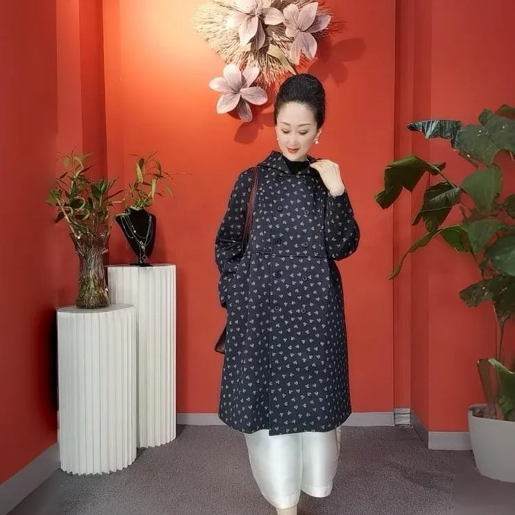 【兰爵专属】816女士中长款秋冬休闲连帽风衣小众炸街高级感女装