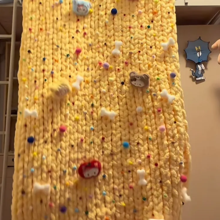 芝士黄手工毛毯diy材料包含教程亲手织送女友创意礼物kitty