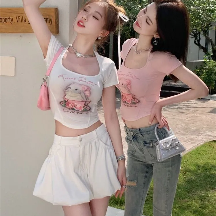 短袖T恤辣妹紧身性感设计感2025夏季新款修身显瘦百搭上衣短款