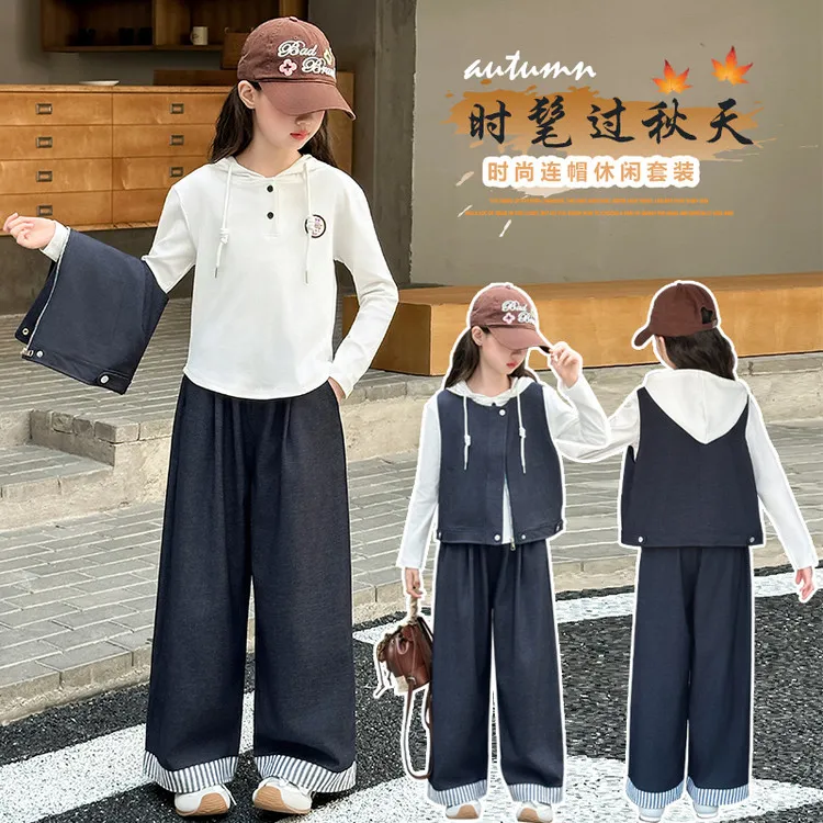 甲三件套童装儿童女童2025年款衣服秋款套装秋季运动秋装可爱超萌