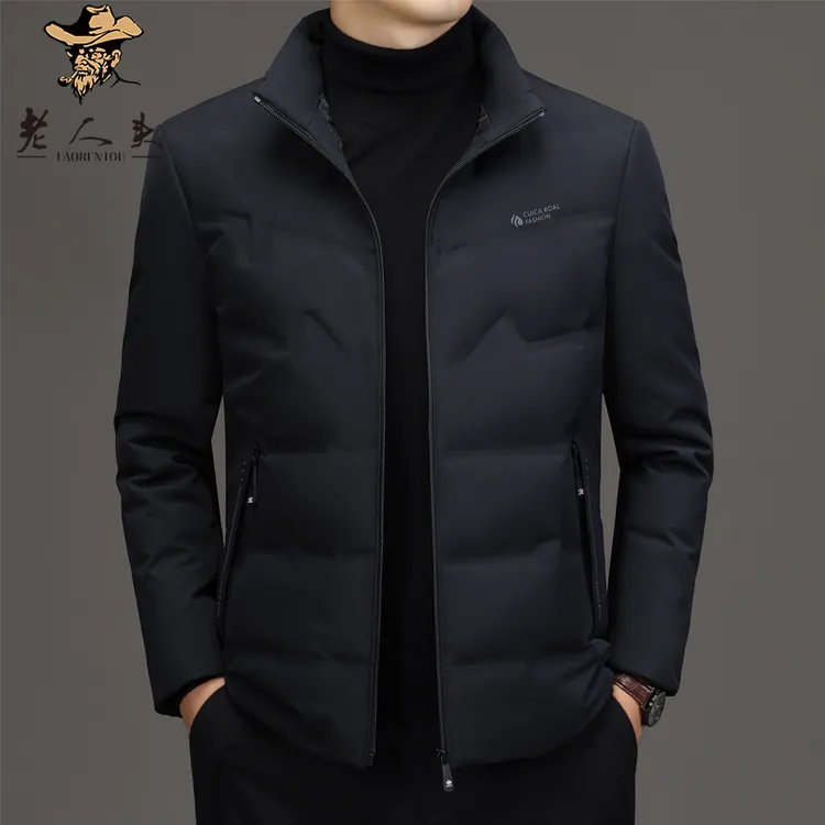老人头2025年新款轻薄舒适羽绒服男士秋冬立领中青年加厚保暖外套