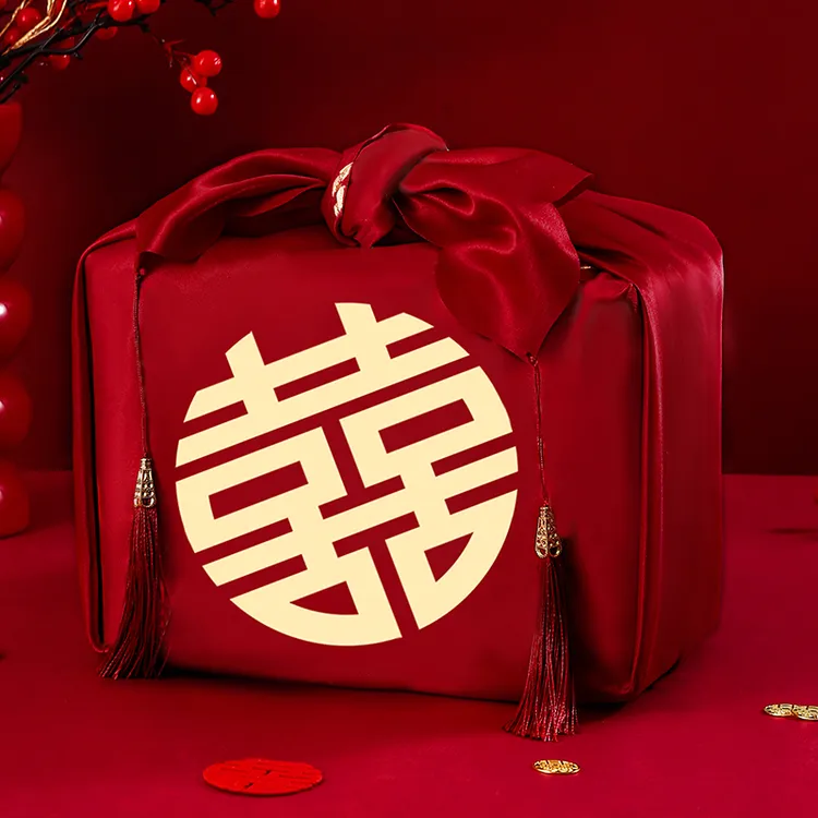结婚包袱皮一对女方陪嫁套装喜盆包裹布新娘红包袱布婚庆用品大全