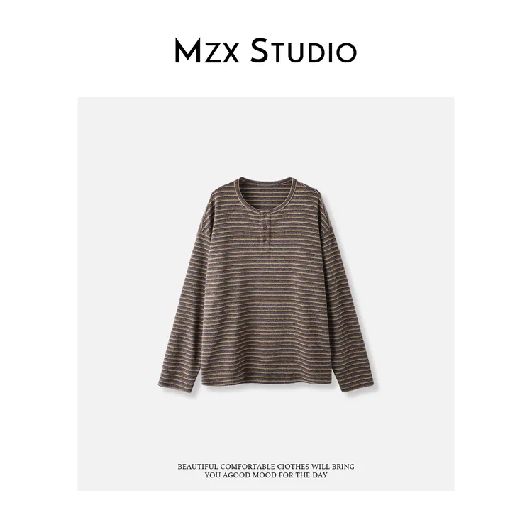 MZX 秋季复古感经典条纹撞色长袖上衣 SY10555-Q
