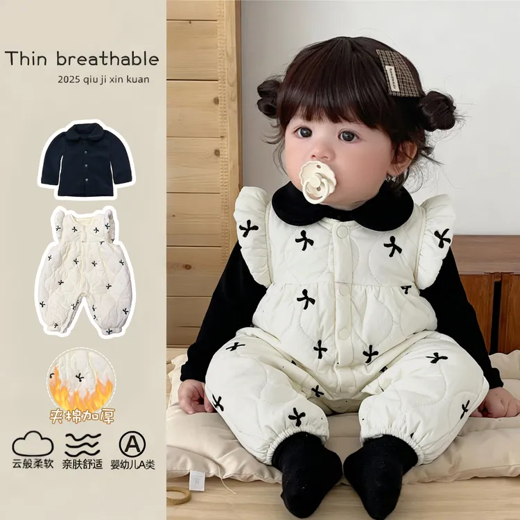 【上衣+背带裤套装】宝宝衣服冬装婴儿套装洋气女宝加绒加厚新款潮