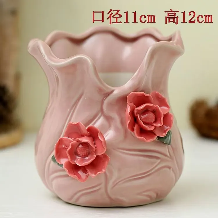 特色中号多肉花盆陶瓷Y102粉色白菜多肉花盆