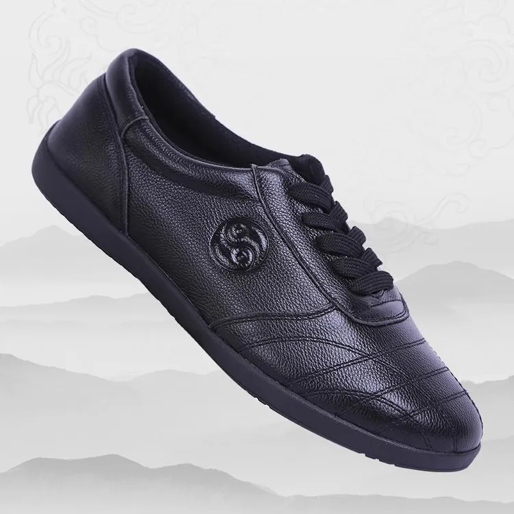 国风春夏秋冬新款太极鞋男女真皮牛筋底功夫鞋软牛皮太极武术鞋