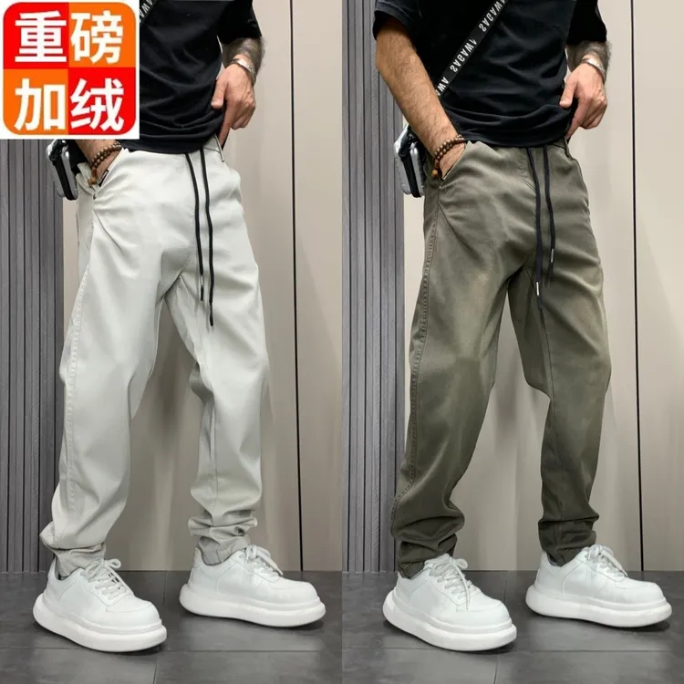 保暖加厚裤子男士宽松百搭潮流帅气修身休闲裤2025新款秋冬痞帅
