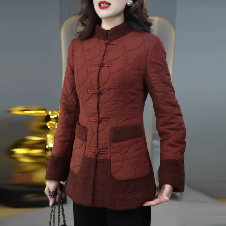 新中式国风外套秋冬2025爆款时尚修身妈妈装加厚夹棉衣袄保暖上衣