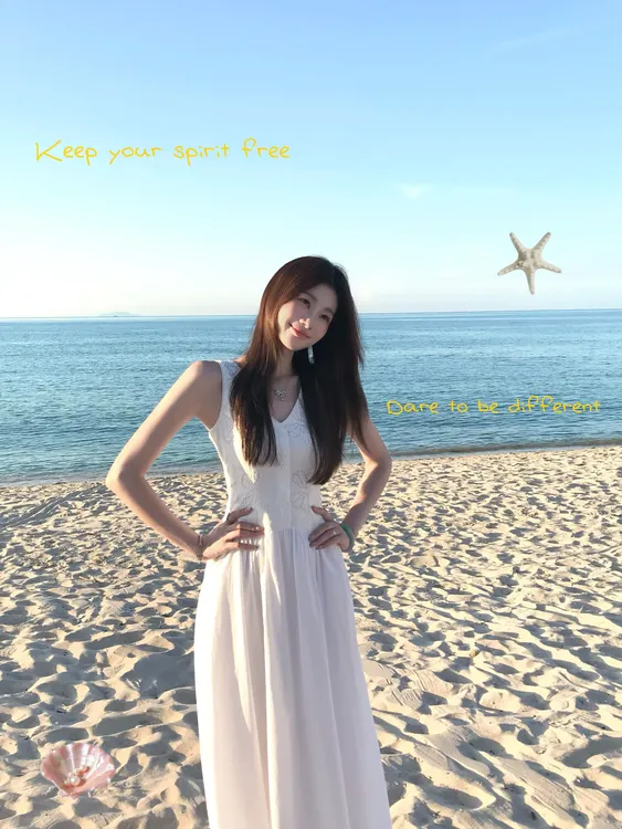 EIA一尧【济州岛少女】气质初恋白月光无袖连衣裙氧气显瘦裙夏韩系