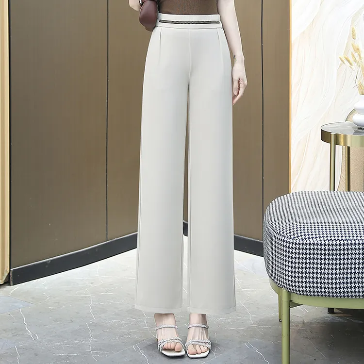 夏季长裤时尚薄款高腰阔腿裤宽松直筒裤垂感网红洋气炸街女装