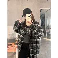 晶咕佳佳【奥利回归】流苏毛边宽松格纹衬衫衬衣长袖休闲百搭复古