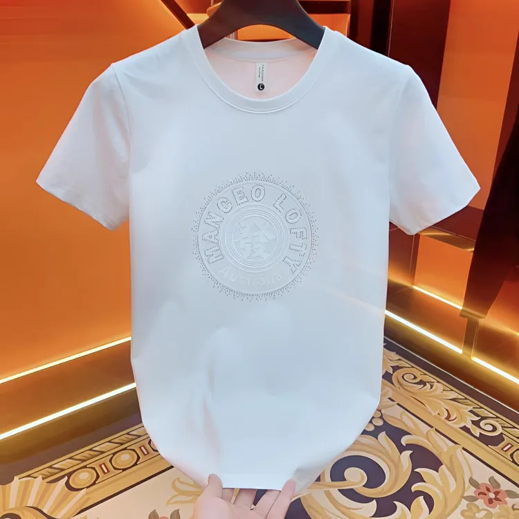 2025-高档新款春夏潮流男士T恤时尚百搭个性圆领情侣短袖-發短袖