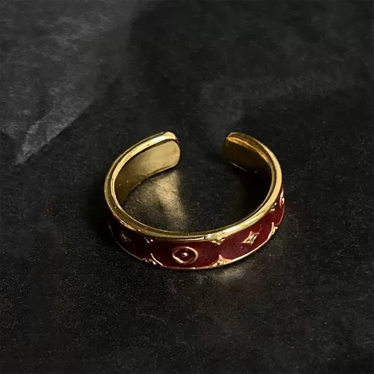 钛钢戒指 开口红色戒指464