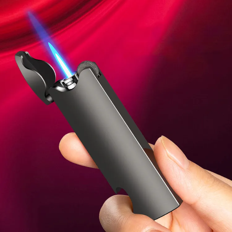 新款家用多功能啤酒开充气砂轮直冲防风打火机男士酒店KT广告镭射