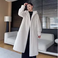 [直播专属]秋冬季新款长款带帽貂绒外套气质轻奢浴袍款简约1803