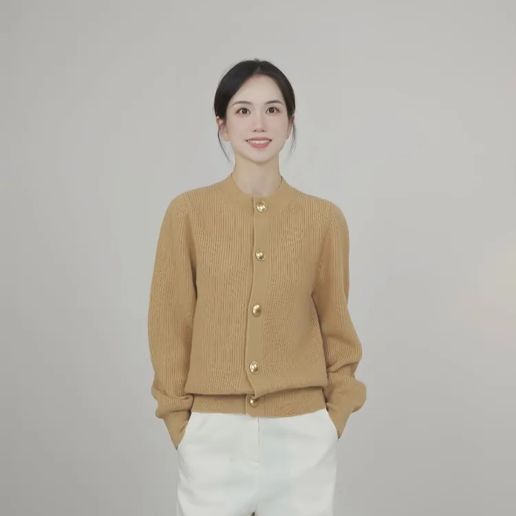 小禾【晨光】康宝莱重磅山羊绒桑蚕丝混纺亲柔宽松圆领长袖针织开衫