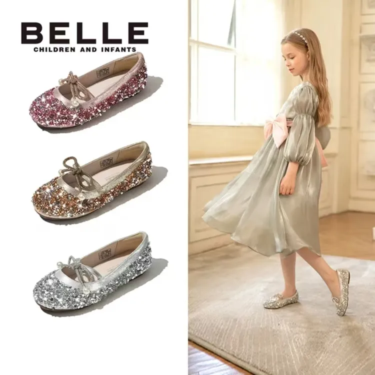 百丽运动凉鞋女公主风运动鞋春秋单鞋百搭软底女童鞋DE4361