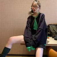 X·HEHE【韩国订制款系扣老爹卫衣外套一整套】