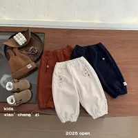 T25D20秋冬款条绒加绒裤男童女童休闲裤外穿软牛筋带保暖宝宝裤