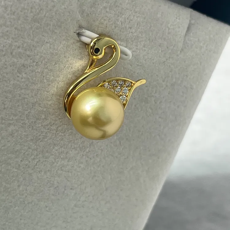 天然海水南洋金珠吊坠10-11mm小天鹅时尚百搭气质精致小众首饰