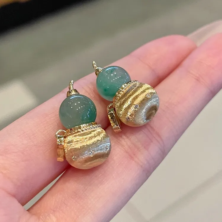 diy拉丝葫芦小提溜项链配件18k色万用能空托扣头挂吊坠时尚百搭款