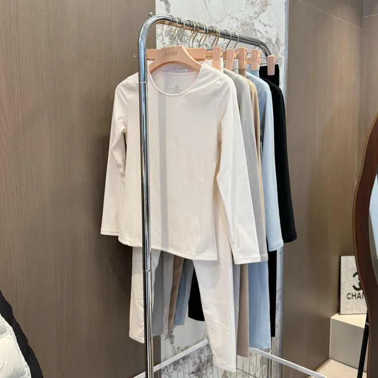 宿慕SUMU 纯色舒适保暖圆领套装10-18冬季新款两件套5068女