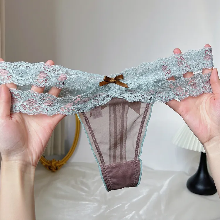 欧美性感蕾丝内裤女士拼色网纱透视夏季透气高腰收腹强效收腹内裤