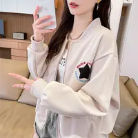 外套女春秋新款大码宽松显瘦减龄慵懒学院风减龄休闲卫衣夹克衫潮