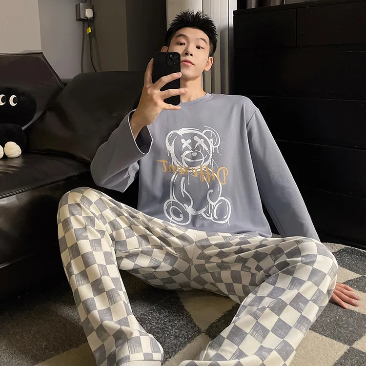 春秋季睡衣男款高颜值可外穿大码宽松2025新款舒适长袖家居服套装