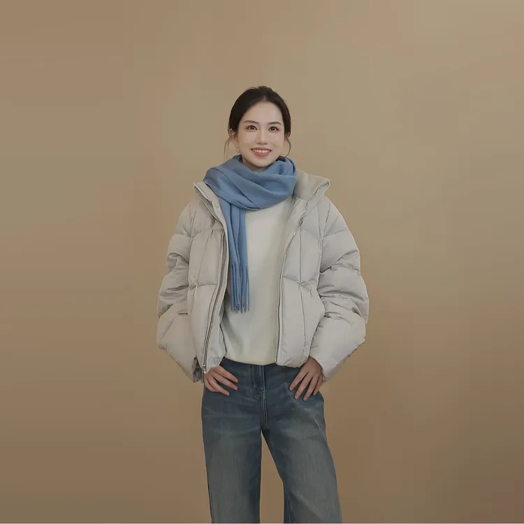 小禾【链条鹅绒】90白鹅绒顶配高蓬松无异味立领简形精致短鹅绒服