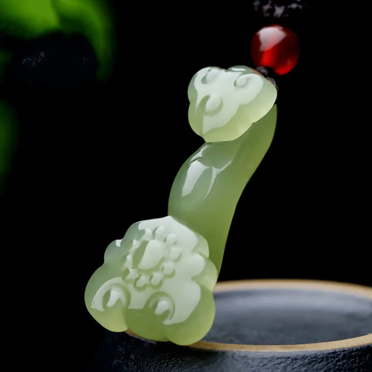 保真天然和田玉如意吊坠男女款吉祥如意儿童玉石玉佩项链挂件