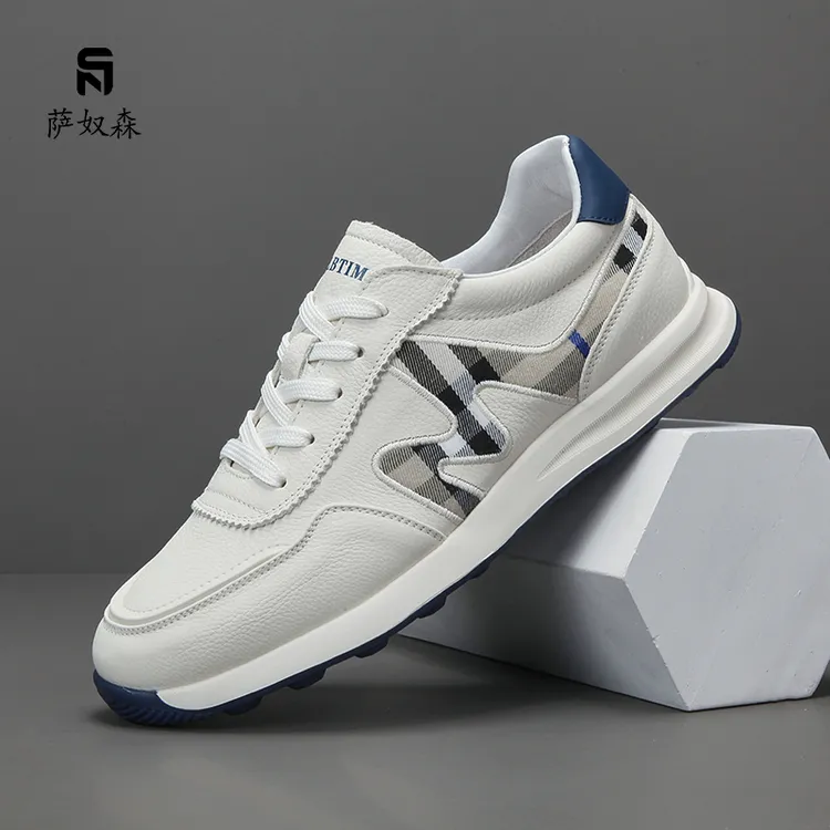 萨奴森轻奢男士低帮休闲板鞋真皮时尚潮流休闲鞋平跟运动防滑男鞋