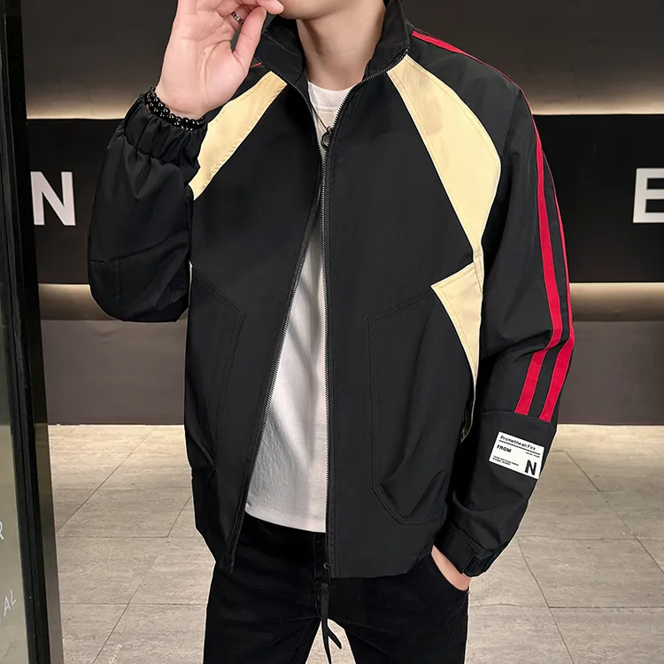 高级感痞帅工装外套男春秋拼接美式夹克2025新款休闲薄款上衣服