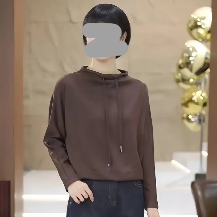 高级感时尚立领抽绳卫衣女士2025年秋冬新款百搭显瘦洋气减龄上衣