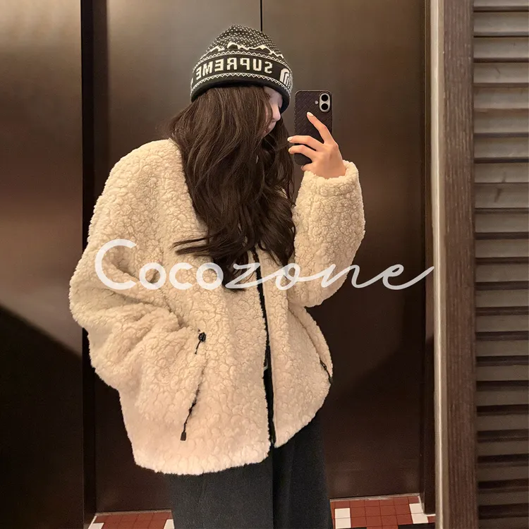 COCO ZONE 刘 一一 “奶油外套”立领拉链撞色外套 CD1A1821