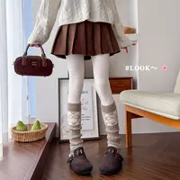 衣人花/秋冬保暖加厚复古美拉德羊毛重工费尔岛蝴蝶结袜套