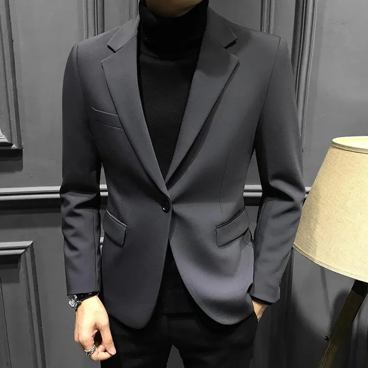 灏吉弧秋季男士高级小西装外套韩版修身高端休闲单西服爆款男装
