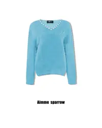 Aimme sparrow黄/棕/蓝色字母刺绣毛衣