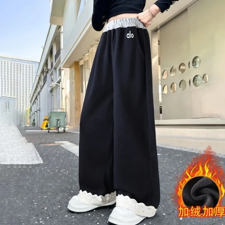 【加绒加厚】女童加绒裤子2025秋冬高弹针织牛仔中大童时尚休闲长裤