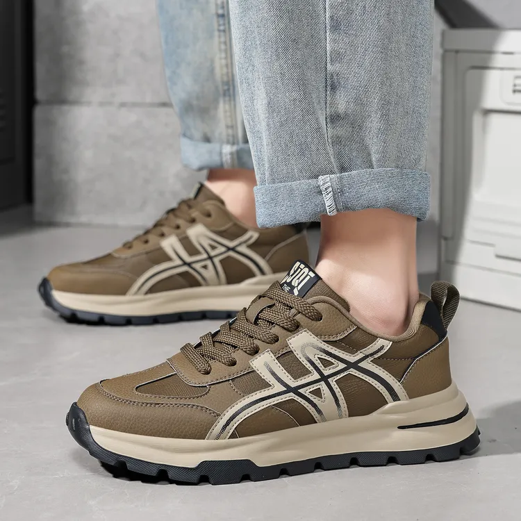 冬季百搭低帮男鞋时尚休闲鞋增高老爹鞋运动鞋潮流刺绣防滑跑步鞋