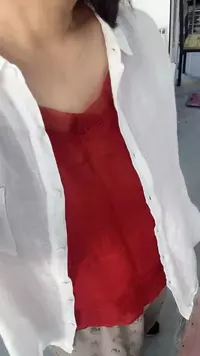 女士红色苎麻吊带背心