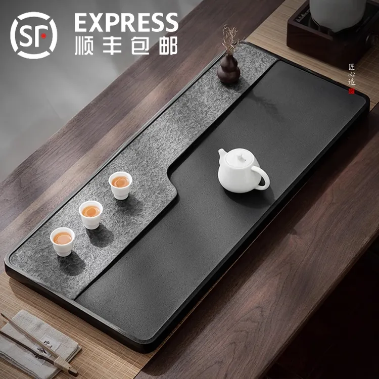 仁唐乌金石茶盘干湿分离百搭茶盘家用办公茶台轻奢创意排水式古德
