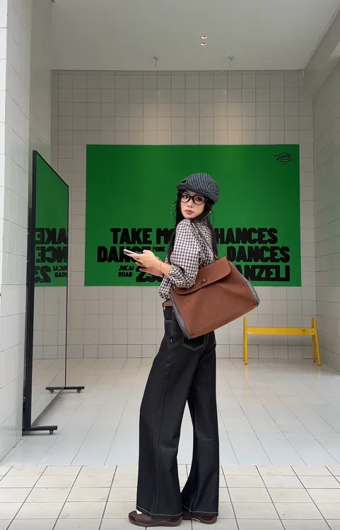 【李李】小个子黑色软牛仔裤高腰阔腿裤女秋宽松显瘦垂感窄版直筒裤