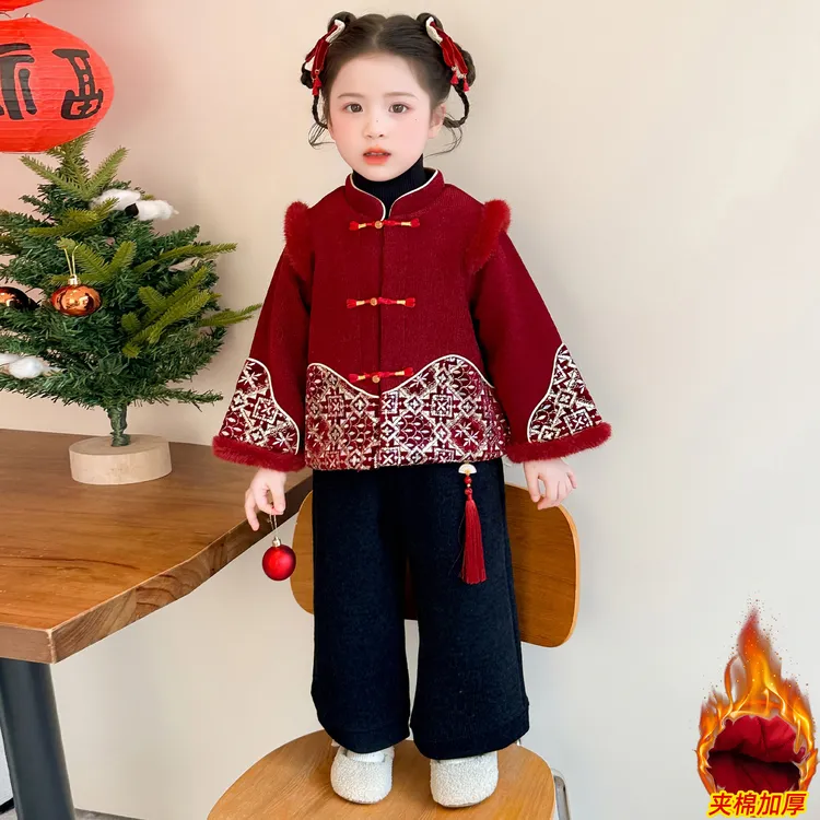 女童拜年服冬季2026新款儿童新中式年服女宝宝加绒加厚中国风唐装